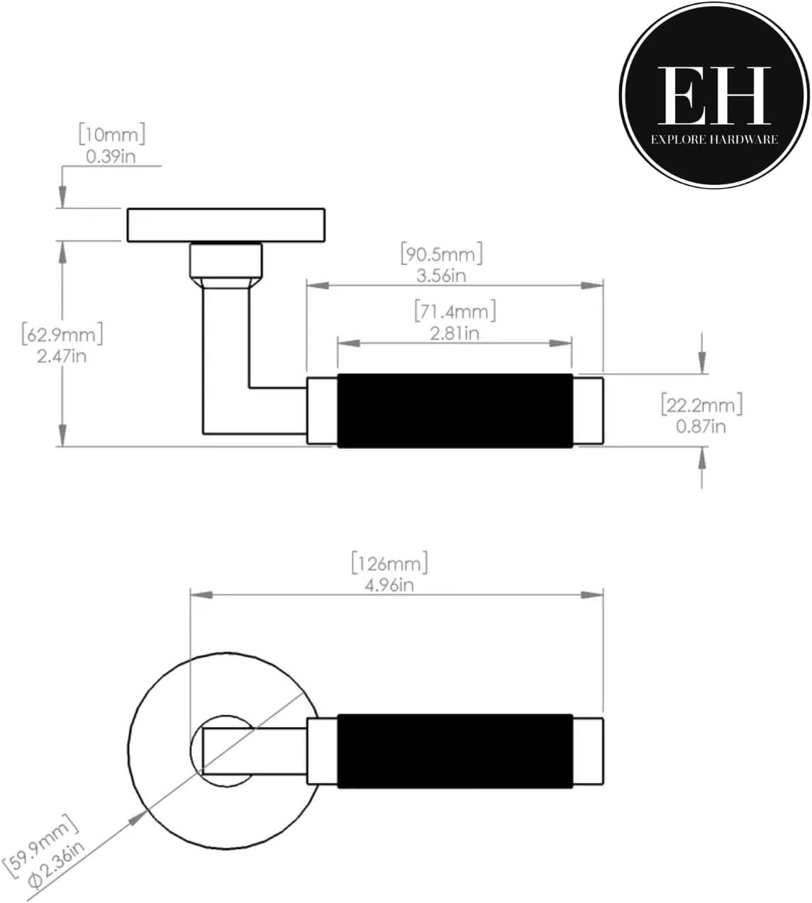 EXPLORE HARDWARE St. Tropez Solid Brass Satin Gold Privacy Bed/Bath Door Handle