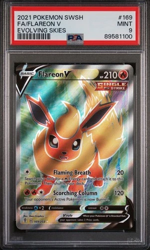 Pokemon Flareon V Evolving Skies Full Art 169/203 PSA 9 Mint