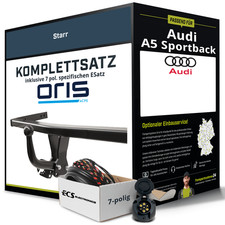 Für AUDI A5 Sportback Typ F5A, F5F Anhängerkupplung starr +eSatz 7pol 16- NEU
