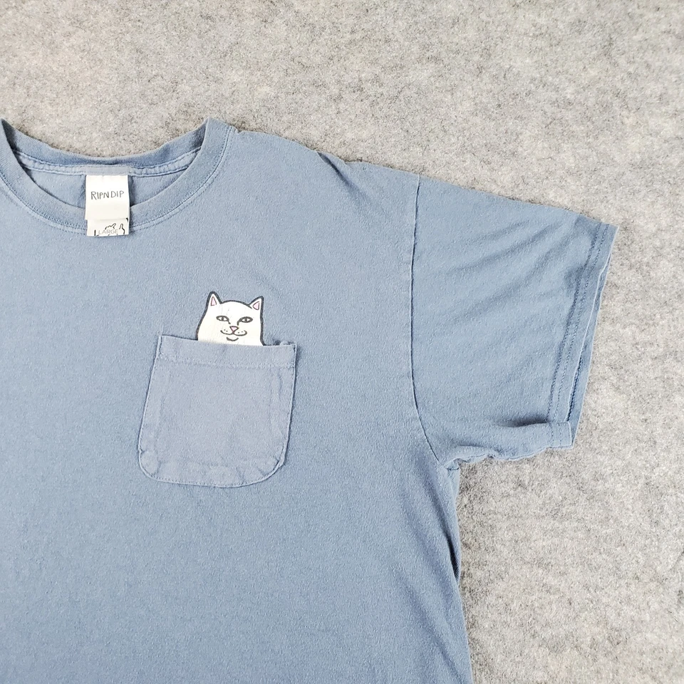 Rip N Dip Shirt Mens Large Blue Crew Neck Short Sleeve Pocket Graphic Stretch - Image 3 of 4