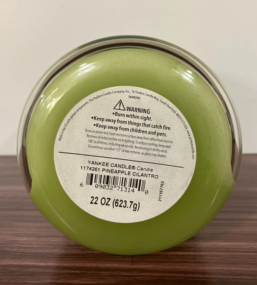 Yankee Candle PINEAPPLE CILANTRO tarro grande mecha única vela verde 22 oz NUEVO Foto 2 de 4