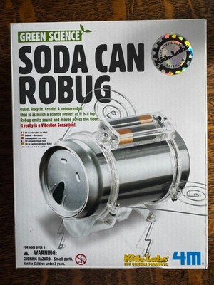 Soda Can Robug Green Science Kit - STEM/Science Toy - New - Box Opened
