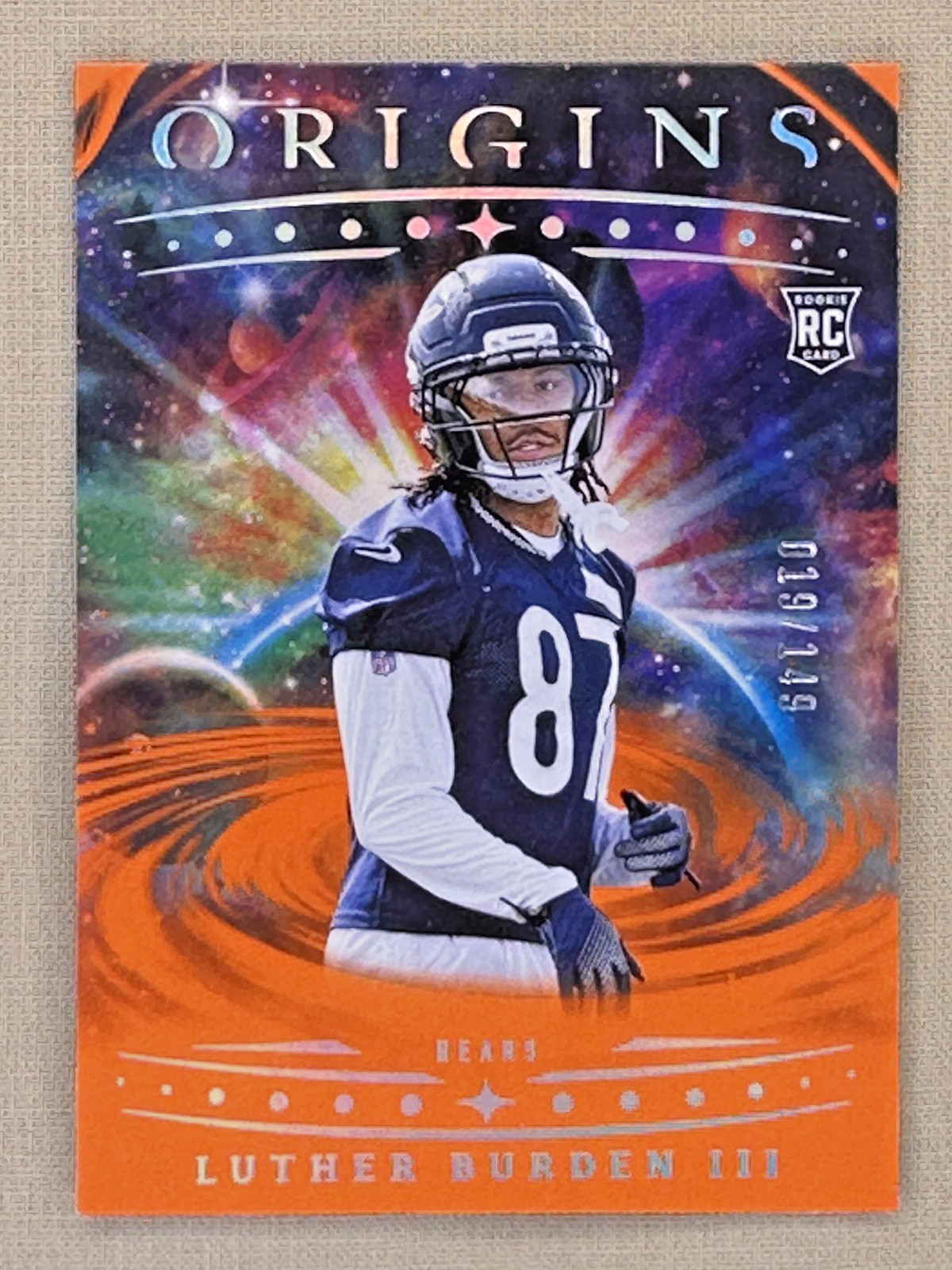 2025 Panini Origins Football Luther Burden RC Orange /149 Chicago Bears WR #147