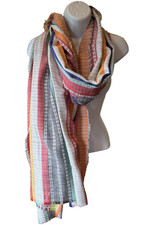 Collection Eighteen Multicolor Large Scarf 80"X 33" Beach Pool Cover Up Pareo
