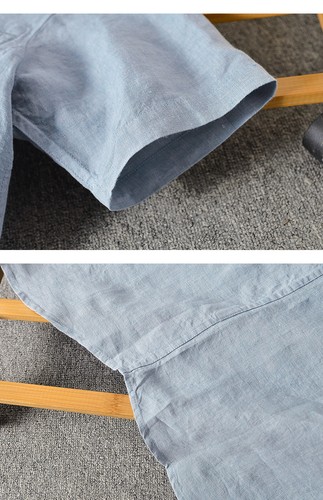 Mens Short Sleeve Linen Stand Collar Button Shirts Tops Summer Casual Loose Size - Picture 19 of 26