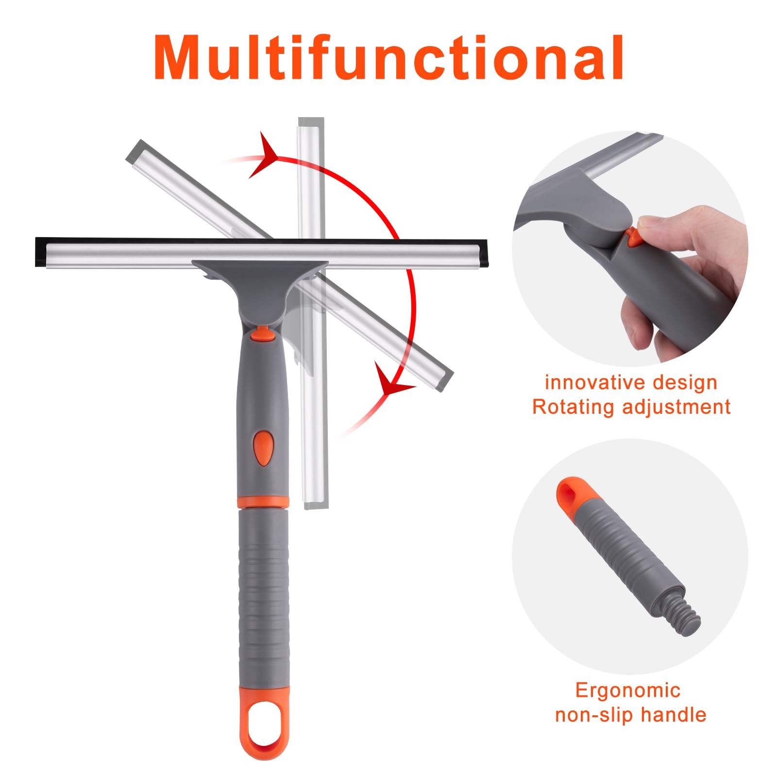 Shower Squeegee for Glass Doors All-Purpose Anti-Slip Window with 2 Blades