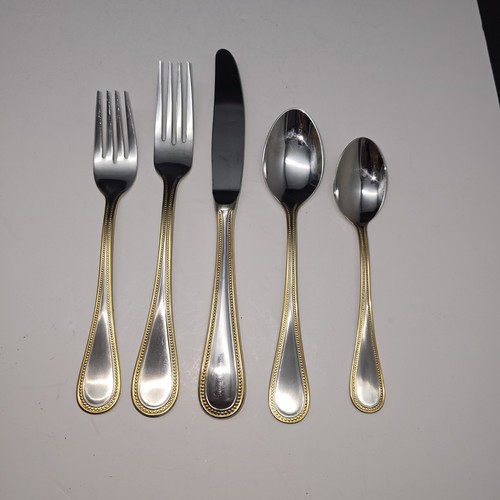 Towle BEADED ANTIQUE GOLD Satin 18/8 Stainless GERMANY 5-Piece Place Setting - Picture 1 of 4