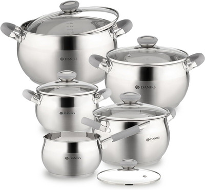 Premium 10-Piece Stainless Steel Cookware Set with Glass Lids & Induction Safe