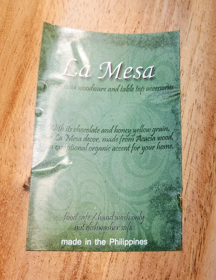 ¡Raro! De colección La Mesa Filipinas Acacia 12" Madera Frutero Comida Cuenco Exhibición Decoración  Foto 2 de 4