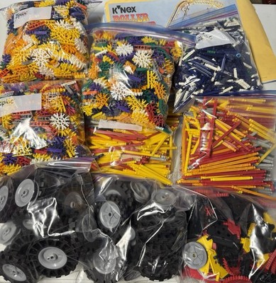 KNEX 22lb Bulk Lot Building Set Rods Connectors Wheels Roller Coaster + Motor