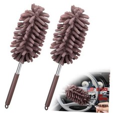 2 PCS Car Interior Duster with Extension Pole, Microfiber Car Dusters Brown
