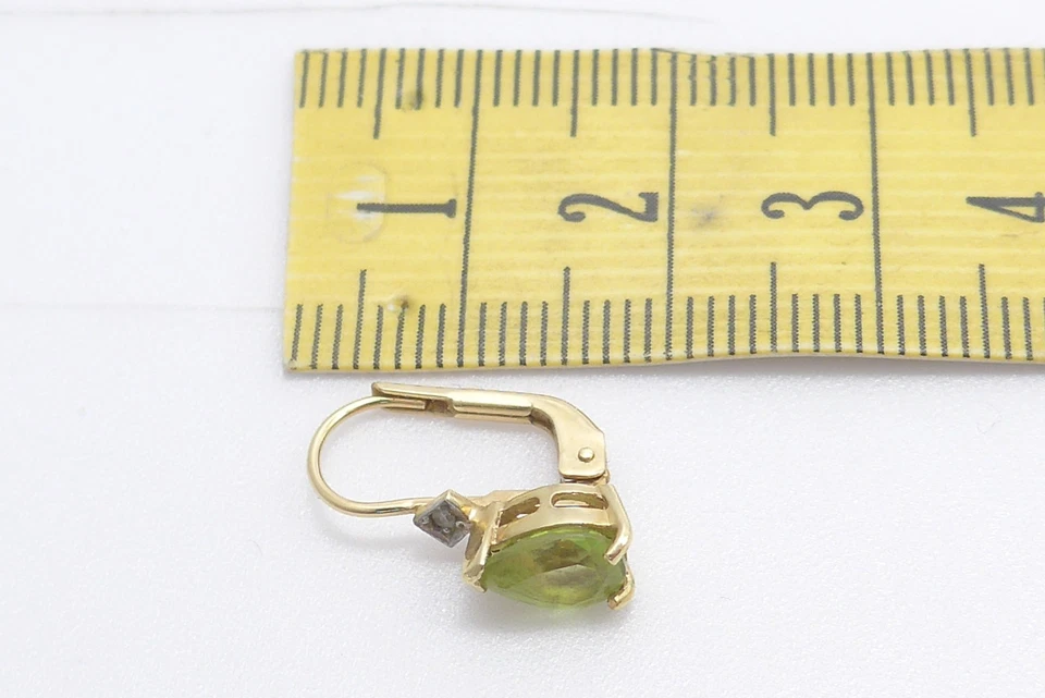 Ohrringe 585 GOLD 14 Karat Gelbgold Ohrhänger Diamanten Peridot oro G3388/25 - Bild 3 von 4