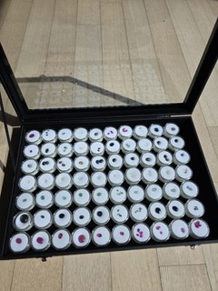 Lote de colección de piedras preciosas naturales sueltas facetadas mixtas 70 frascos de gemas vitrina