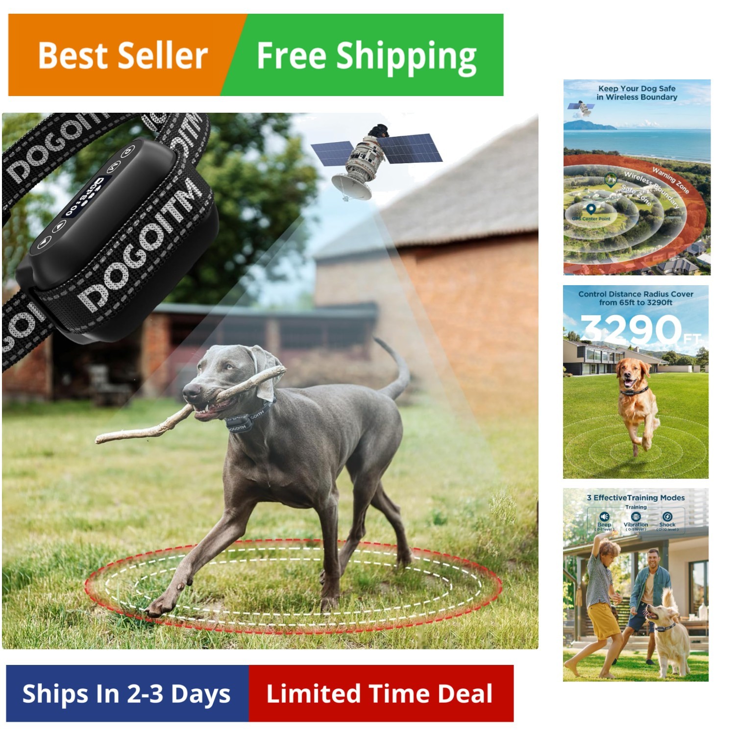 System, Electric Fence Collar With 3 Warning Modes,dog...