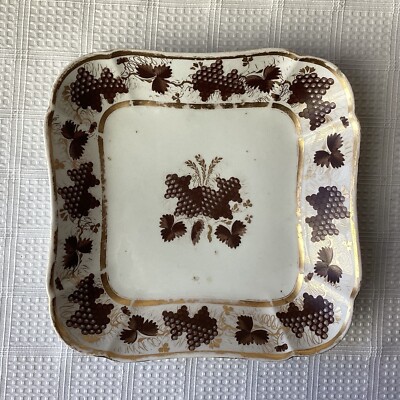 Antique 18th C. Flight & Barr Worcester Porcelain Square Bowl, Grapes, 8 1/2  W
