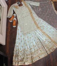 Launching Faux Georgette Top Palazzo With Mint Green Dupatta For Wedding Wear