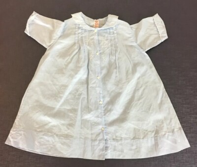 Samara Baby Girls Dainty Dress Light Blue Embroidery Pintucks 6 months old