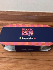 Black Paper Party Holiday Set Of 2 Bowls Green Creamic Appetizer Sauce