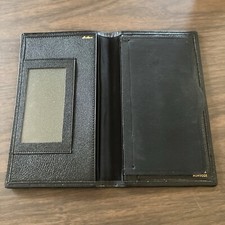 Vintage English Morocco Black Leather Travel Wallet Passport Holder