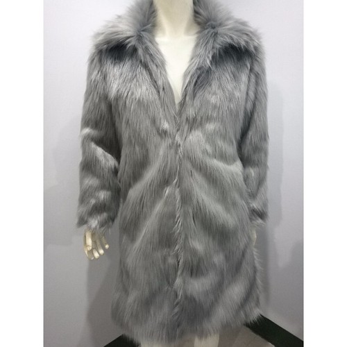 Mens Winter Faux Fur Parka Overcoat Long Jacket Outerwear Furry Warm Casual Coat - Picture 14 of 28