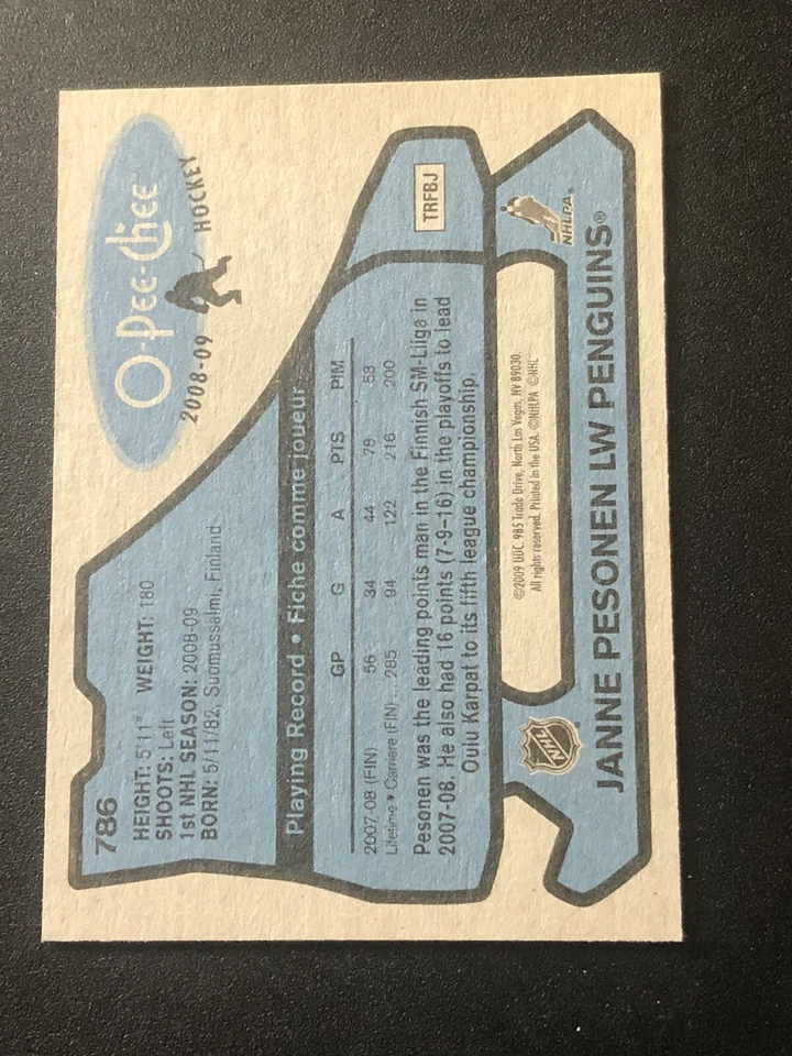 2008-09 O-Pee-Chee Marquee Rookies Retro Janne Pesonen #786 Rookie RC - Image 2 of 2