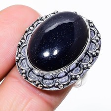 Black Onyx Gemstone Handmade 925 Sterling Silver Jewelry Ring Size 7.75 US 
