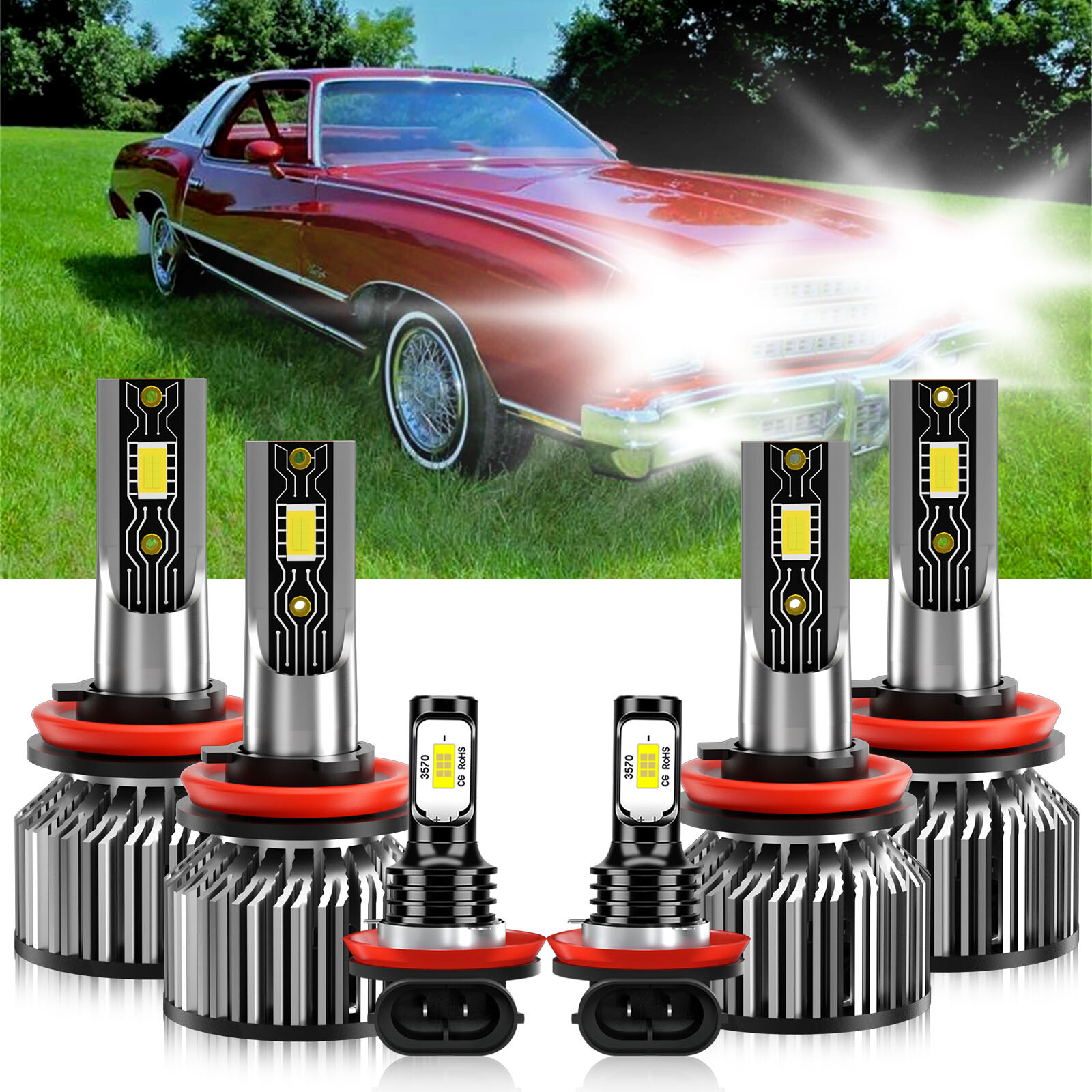 For Chevrolet Monte Carlo 2006-2007 LED Headlight High Low Beam Fog Light Bulbs