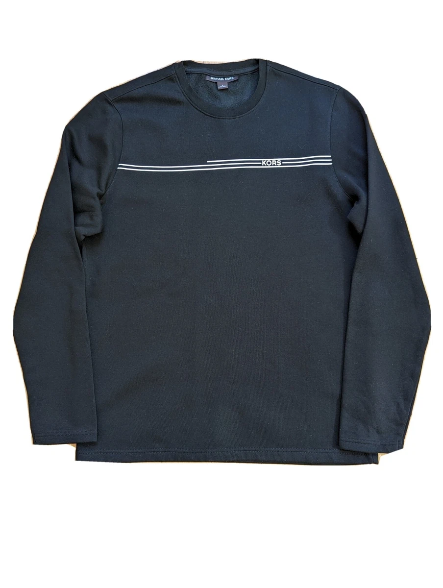 MICHAEL KORS SWEATSHIRT MEN S CREW NECK LOGO PRINT BLACK LARGE L