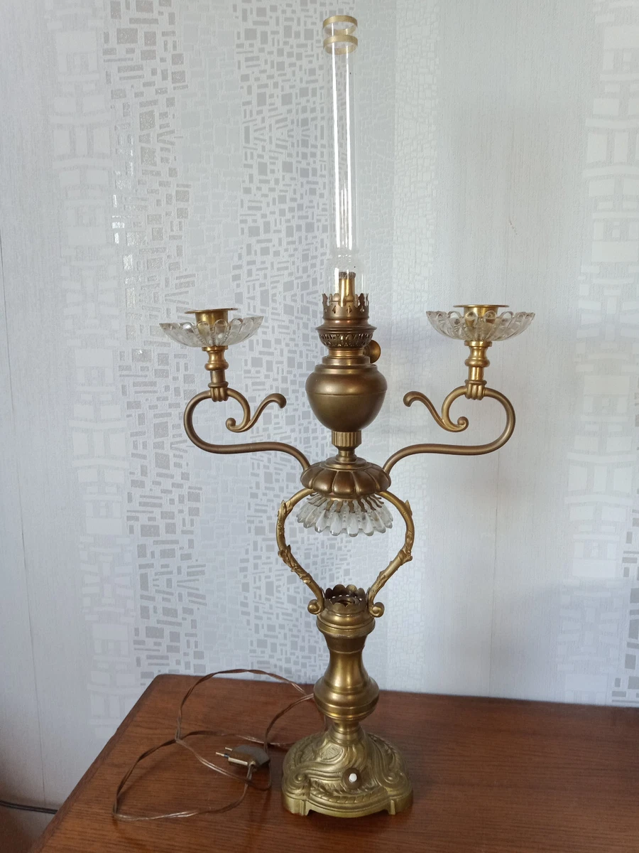Bougeoir Ancien En Métal émaillé Jaune - Style Lampe Vintage - Occasion