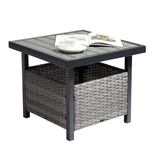 Rattan Wicker Steel Umbrella Side Table Outdoor Furniture Deck Garden Patio- - Picture 2 of 19