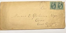 VICTORIAN ERA EMPTY ENVELOPE ONLY COOS NH UPSIDE DOWN 3-cent STAMPS 1881 B57