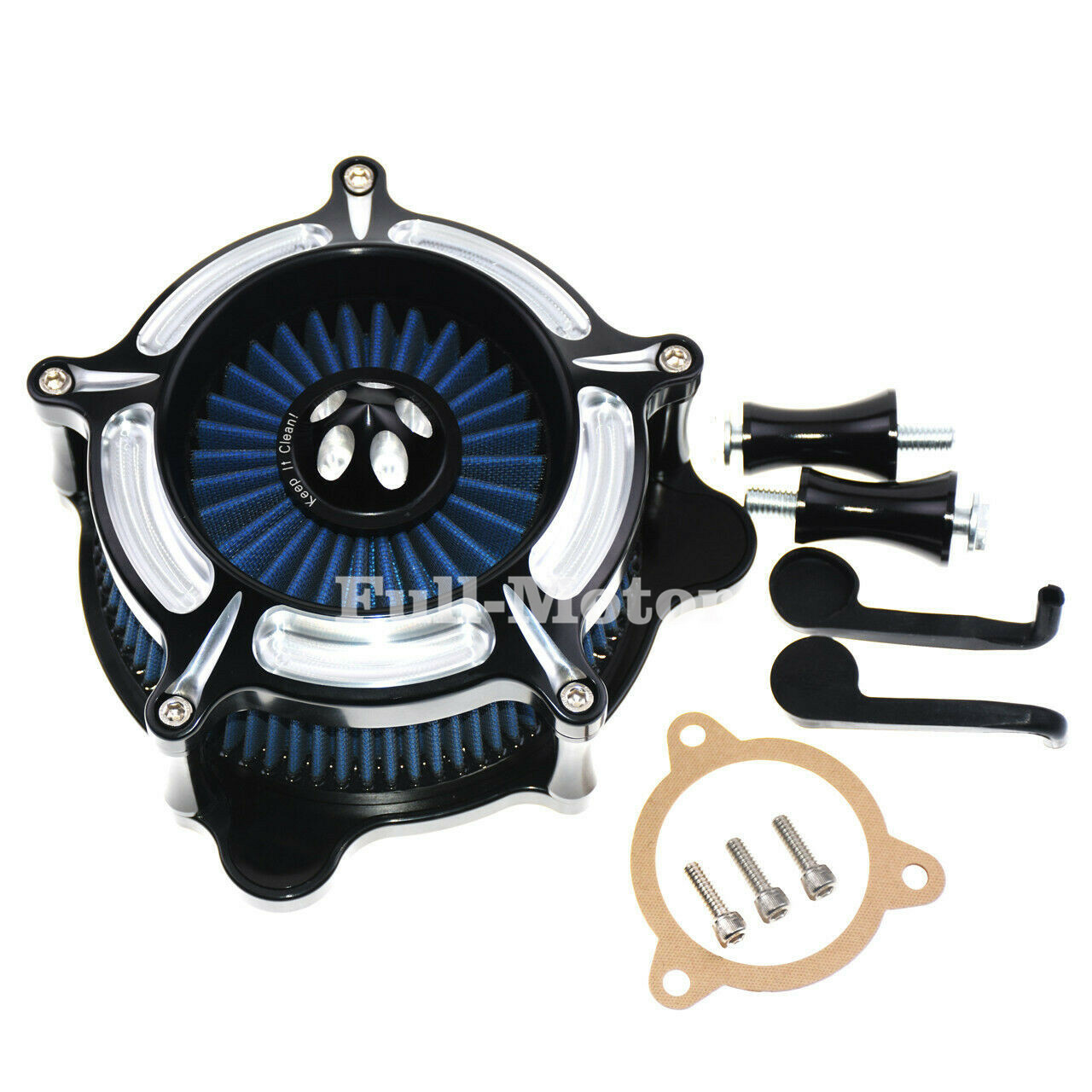 Turbine Air Filter Blue Air Cleaner + Rain Sock Set Fit For M8 Touring Softail