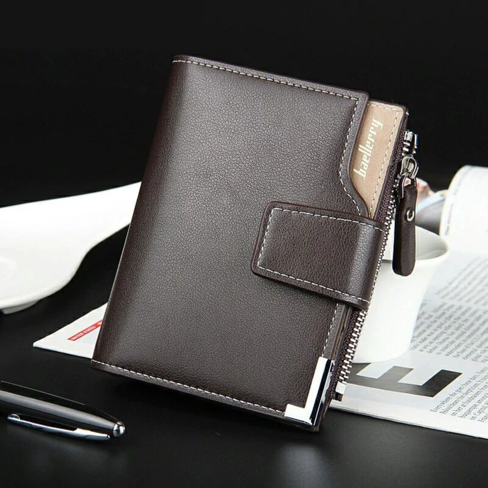 Mens Designer Leather Wallet, Men Wallet with Snap Button - Image 2 of 4