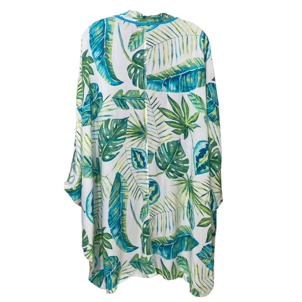 Bata de uso diario HUE verde floral para mujer L/XL NUEVA CON ETIQUETAS blanca/verde palma selva Foto 3 de 4