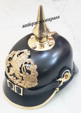 Elmetto bavarese tedesco Pickelhaube Assia WW1 replica in pelle elmetto pruss...