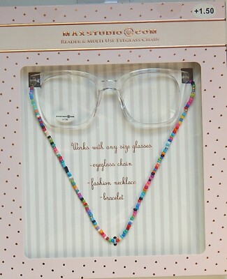 MAXSTUDIO PREMIUM READING GLASSES READER & MULTI USE CHAIN +1.50 NEW AUTHENTIC