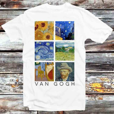 Van Gogh Gemälde Sonnenblumen Sternennacht Selbstporträt T-Shirt B713