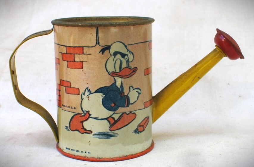 西ドイツ W.GERMANY 花瓶 水注 オブジェ 置物 490-42 Vintage OHIO ART Tin Litho 1938 Disney Donald Duck Toy Watering