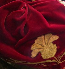ART NOUVEAU ART NOVEU HANDMADE EMBROIDERED VELVET TABLECLOTH BLANKET 1908 Flawed