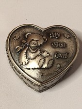 Cute My First Tooth  Curl Heart Shaped Metal Trinket Box Keepsake Gift