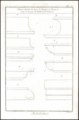 1771 antiker gravierter Druck ARCHITEKTUR Benard Facit (AF-4)