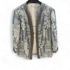 Vintage Longblazer Größe XL Braun Beige Silber Muster Elegant Damen