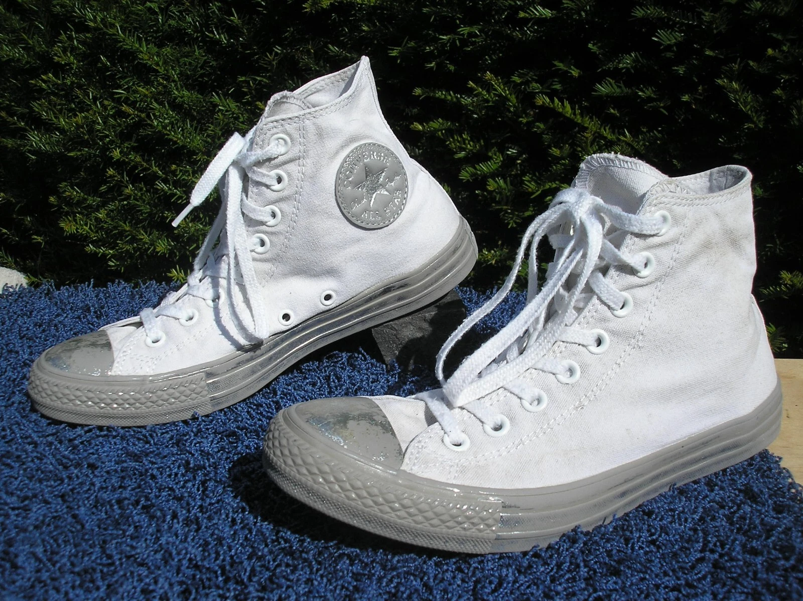 Sneaker originali CONVERSE Chucks HI taglia 41 grigio chiaro effetto metallizzato!!!