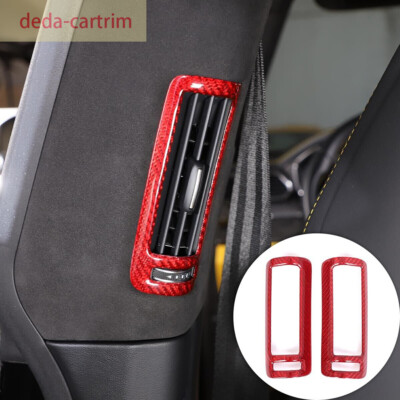 For LAMBORGHINI URUS 2018+ Red Carbon Fiber B Pillar Air Vent Outlet Panel Cover