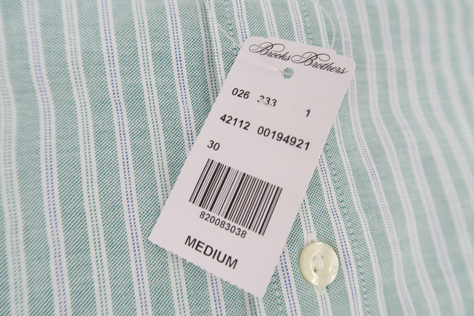 Brooks Brothers Madison Fit Mens Medium Green Striped Button Shirt Stretch NEW thumbnail 4