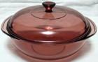 Vtg. ORIGINALS CRANBERRY CORNING 2-Qt Round Covered Casserole 024 & Lid 624C — photo 1