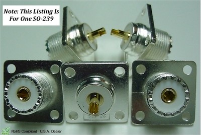 SO-239 Silver Plated, Teflon Dielectric, Chassis Mount, Gold Plated Center Pin