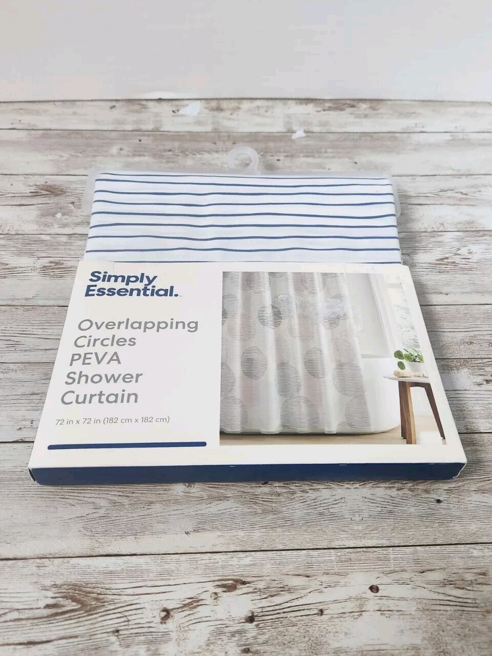 Simply Essential Shower Curtain Overlapping Circles PEVA 72 in X 72 in Brand New