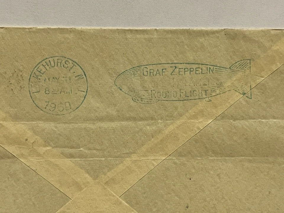 1930 GERMANY GRAF ZEPPELIN COVER VIA SOUTH AMERICA #C36 #C37 GREEN ZEP BACKSTAMP - Image 4 of 4