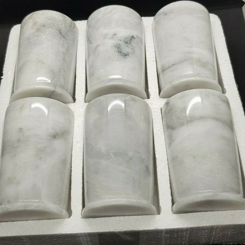 Handmade Natural Grey Marble Wine Glasses-Set of 6, 3" x 3" x 5", Cap: 300 mL - Picture 2 of 12